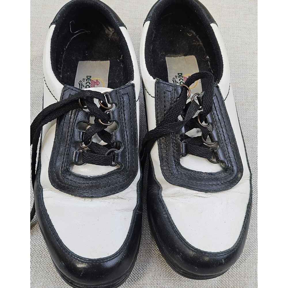 Decoys by Auditions‎ Black White Leather Lace Up Comfort Shoes Women Size 5